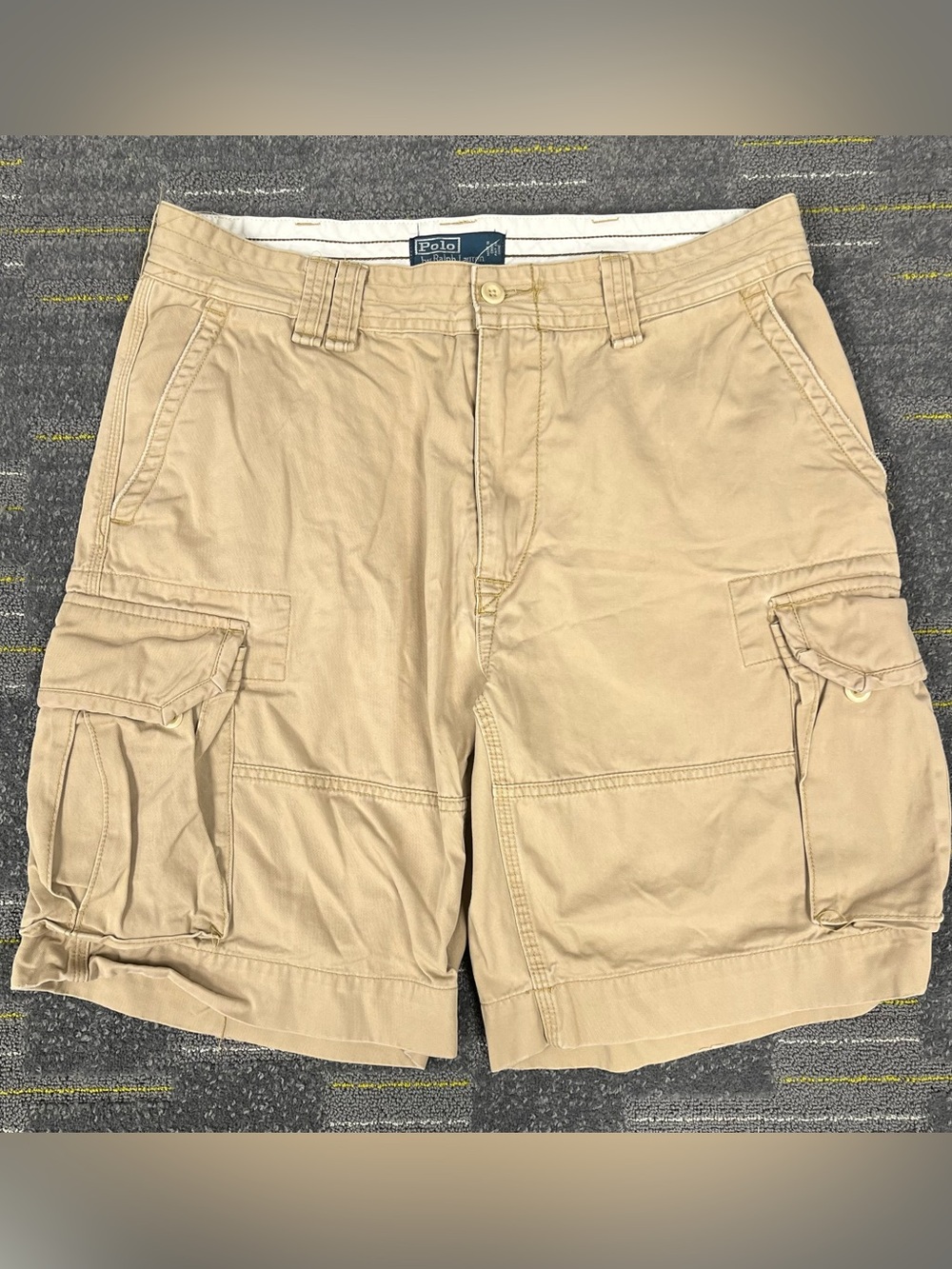 Vintage Polo Ralph Lauren Cargo Shorts Mens 36 Khaki Tan Military Paratrooper